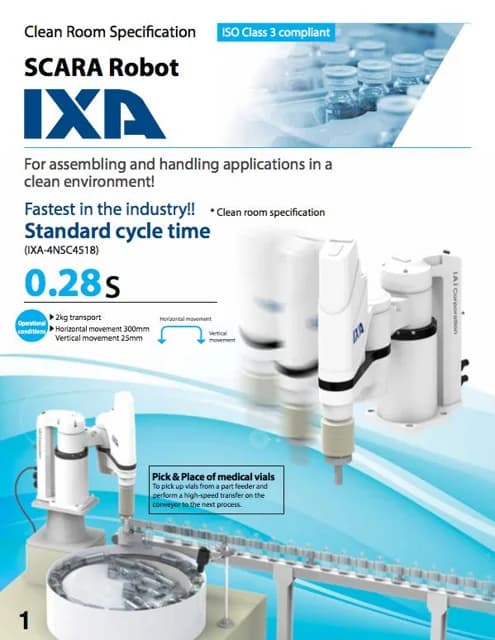 IAI (Intelligent Actuator) IXA Cleanroom (IXA-4NSC) — immagine rappresentativa della famiglia IXA-4NSC
